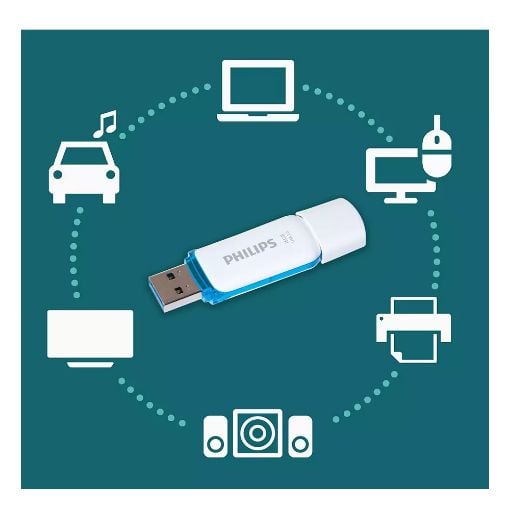 Εικόνα της Philips Snow 16GB USB 3.0 White/Ocean Blue FM16FD75B/00