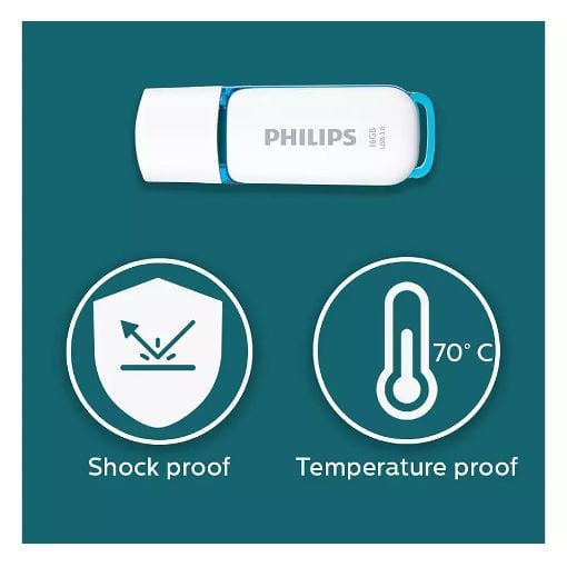 Εικόνα της Philips Snow 16GB USB 3.0 White/Ocean Blue FM16FD75B/00