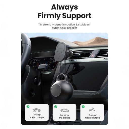 Εικόνα της Ugreen CD345 Magnetic Car Holder Qi Wireless Charging Black 25925