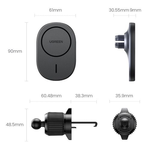 Εικόνα της Ugreen CD345 Magnetic Car Holder Qi Wireless Charging Black 25925