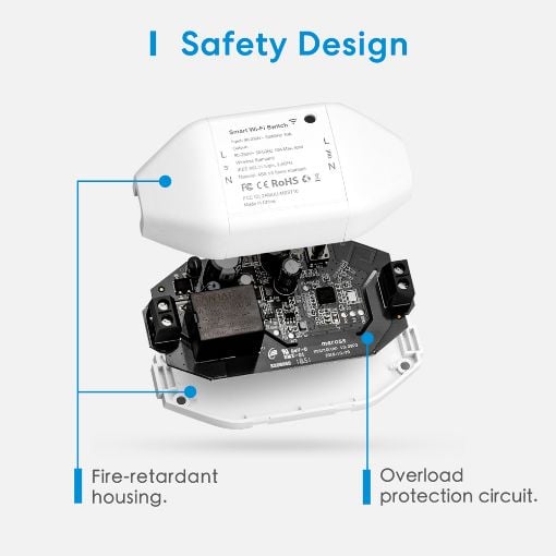 Εικόνα της DIY Smart Ενδιάμεσος Διακόπτης Meross WiFi HomeKit White MSS710HK-UN