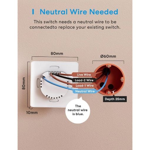 Εικόνα της Smart Εξωτερικός Διακόπτης Meross Two Way Touch White MSS550XHK-EU-TOUCH