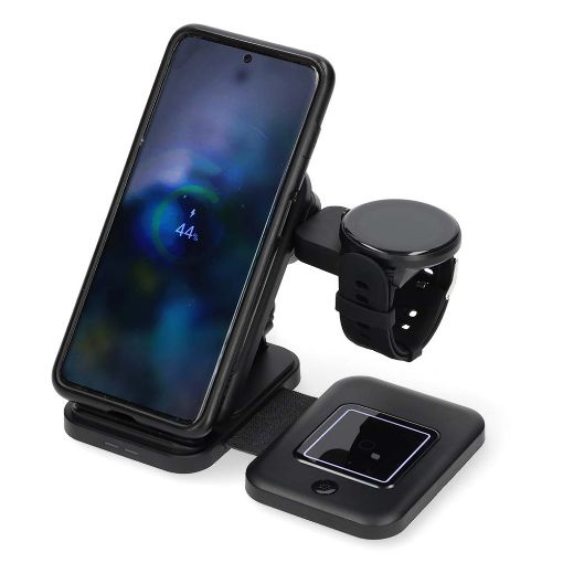 Εικόνα της Φορτιστής Nedis 3-in-1 Wireless Charging 15W Black WDCHAQ15W110BK