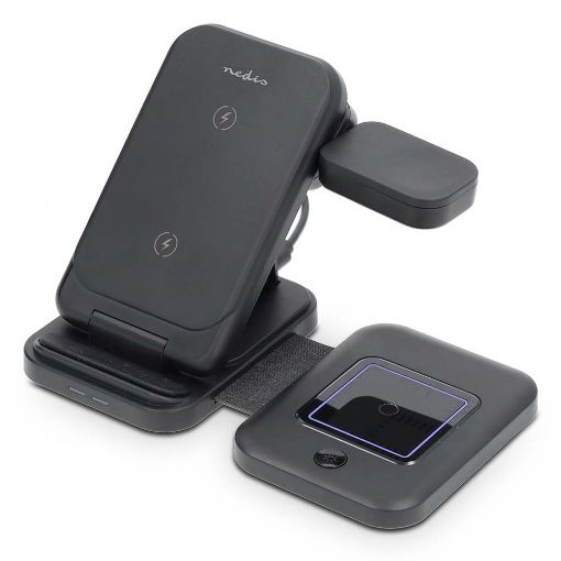 Εικόνα της Φορτιστής Nedis 3-in-1 Wireless Charging 15W Black WDCHAQ15W110BK