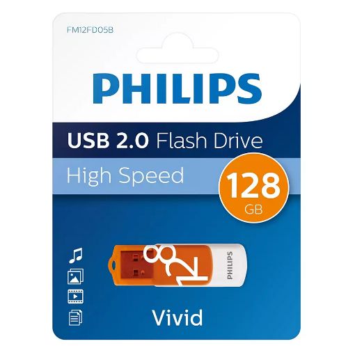 Εικόνα της Philips Vivid 128GB USB 2.0 White/Orange FM12FD05B/00
