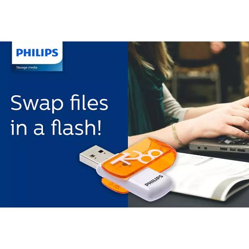Εικόνα της Philips Vivid 128GB USB 2.0 White/Orange FM12FD05B/00