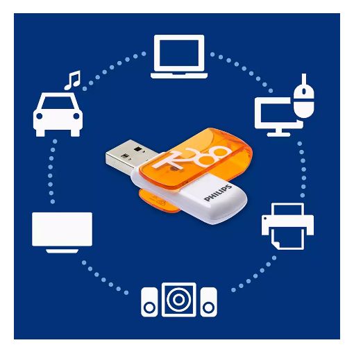 Εικόνα της Philips Vivid 128GB USB 2.0 White/Orange FM12FD05B/00