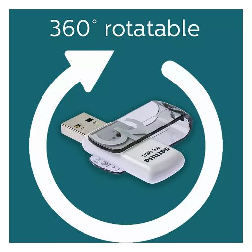 Εικόνα της Philips Vivid 32GB USB 3.0 White/Shadow Grey FM32FD00B/00