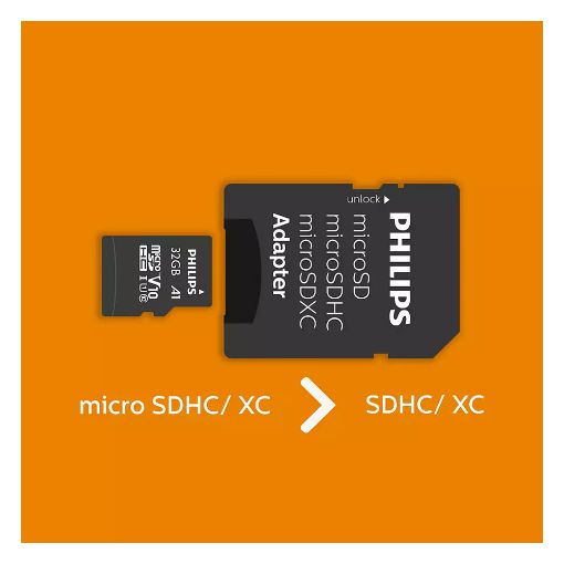 Εικόνα της Κάρτα Μνήμης MicroSDHC Philips Ultra Speed 32GB Class 10 UHS-I U1 V10 + Adapter FM32MP45B/00