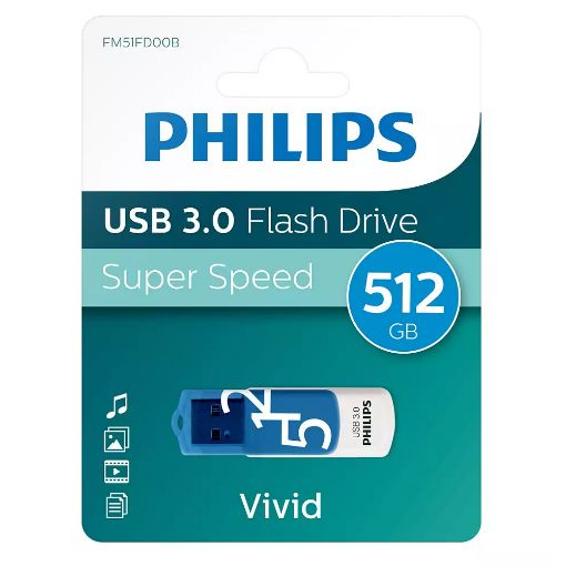 Εικόνα της Philips Vivid 512GB USB 3.0 White/Ocean Blue FM51FD001B/00