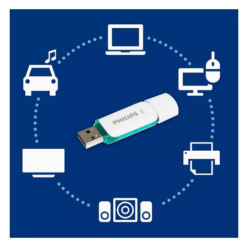 Εικόνα της Philips Snow 8GB USB 2.0 White/Spring Green FM08FD70B/00