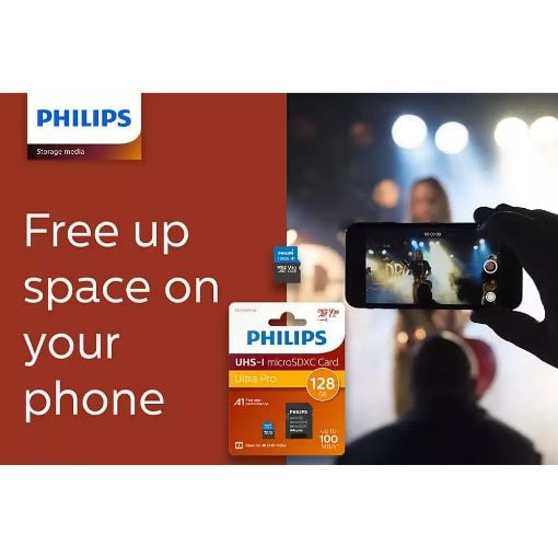 Εικόνα της Κάρτα Μνήμης MicroSDXC Philips Ultra Pro 128GB Class 10 UHS-I U3 V30 + Adapter FM12MP65B/00