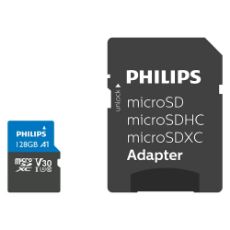 Εικόνα της Κάρτα Μνήμης MicroSDXC Philips Ultra Pro 128GB Class 10 UHS-I U3 V30 + Adapter FM12MP65B/00