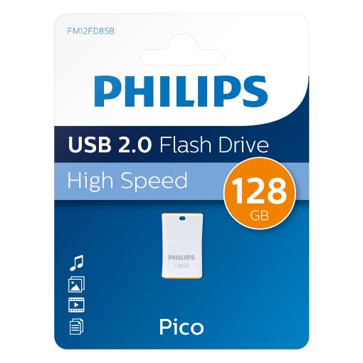 Εικόνα της Philips Pico 128GB USB 2.0 White/Orange FM12FD85B/00
