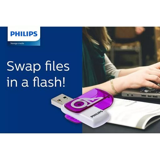 Εικόνα της Philips Vivid 64GB USB 2.0 White/Magic Purple FM64FD05B/00