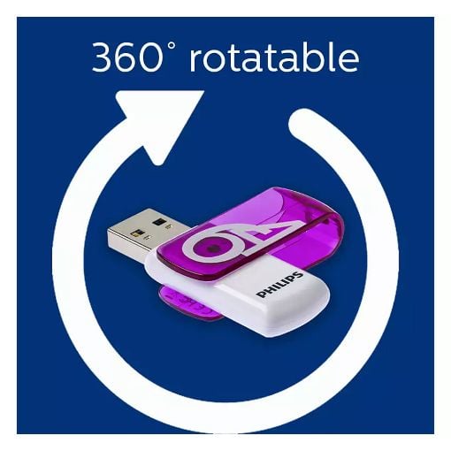 Εικόνα της Philips Vivid 64GB USB 2.0 White/Magic Purple FM64FD05B/00
