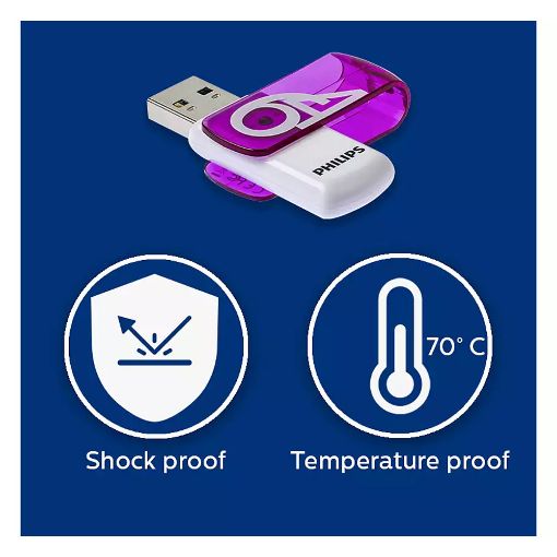 Εικόνα της Philips Vivid 64GB USB 2.0 White/Magic Purple FM64FD05B/00