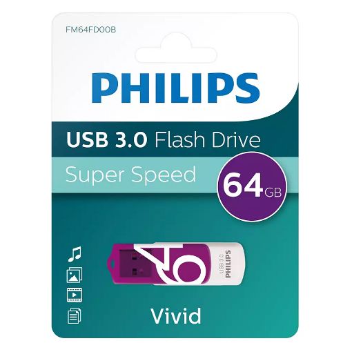 Εικόνα της Philips Vivid 64GB USB 3.0 White/Magic Purple FM64FD00B/00