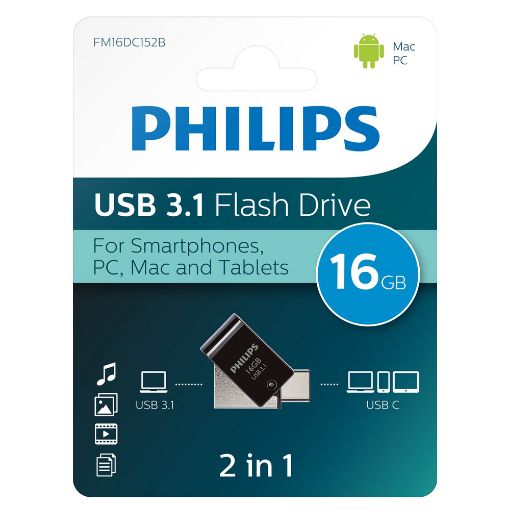 Εικόνα της Philips 2-in-1 16GB USB-A & USB-C 3.1 Black FM16DC152B/00