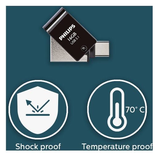 Εικόνα της Philips 2-in-1 16GB USB-A & USB-C 3.1 Black FM16DC152B/00