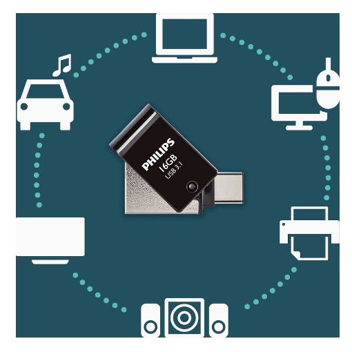 Εικόνα της Philips 2-in-1 16GB USB-A & USB-C 3.1 Black FM16DC152B/00