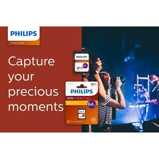 Εικόνα της Κάρτα Μνήμης SDXC Philips Ultra Pro 64GB Class 10 UHS-I U3 V30 FM64SD65B/00