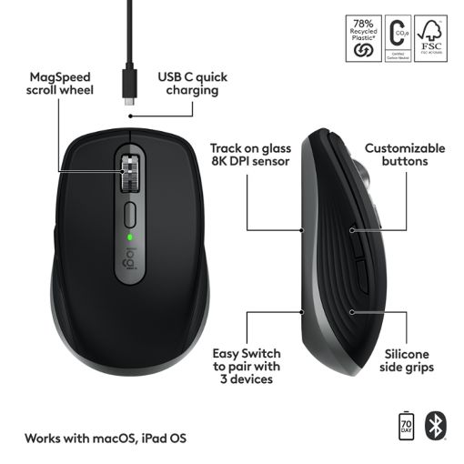 Εικόνα της Ποντίκι Logitech MX Anywhere 3S Bluetooth for Mac Space Gray 910-006947