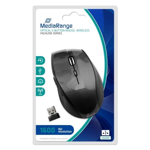 Εικόνα της Ποντίκι MediaRange Optical Wireless Highline Series Black-Grey MROS207