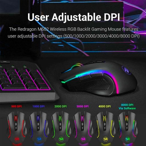 Εικόνα της Ποντίκι Redragon M602 Wireless RGB Black