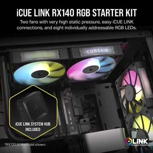 Εικόνα της Case Fan Corsair iCUE Link RX140 RGB 140mm PWM Twin Starter Kit Black (2-Pack) CO-9051020-WW