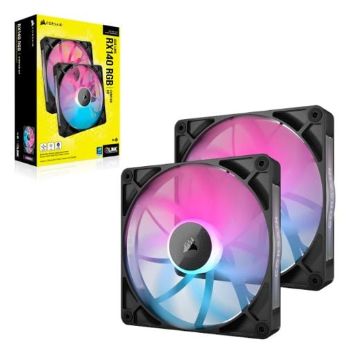 Εικόνα της Case Fan Corsair iCUE Link RX140 RGB 140mm PWM Twin Starter Kit Black (2-Pack) CO-9051020-WW