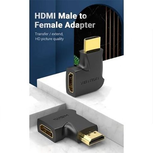 Εικόνα της Adapter Vention HDMI to HDMI M/F 90 Degree Black AIPB0