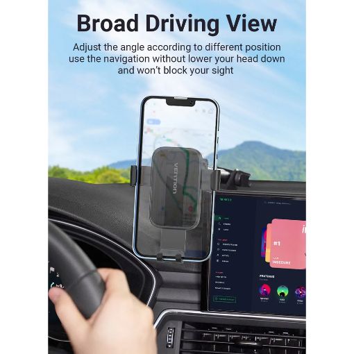 Εικόνα της Vention Car Phone Mount Auto Clamping Suction Cup Square Type Black KCOB0