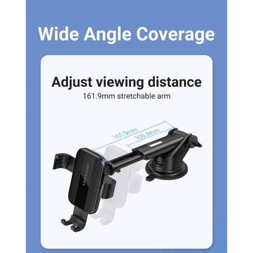 Εικόνα της Vention Car Phone Mount Auto Clamping Suction Cup Square Type Black KCOB0