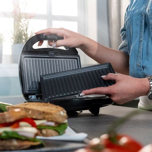 Εικόνα της Τοστιέρα Estia Black & Inox 2 Θέσεων 850w με Αποσπώμενες Αντικολλητικές Πλάκες 06-10041