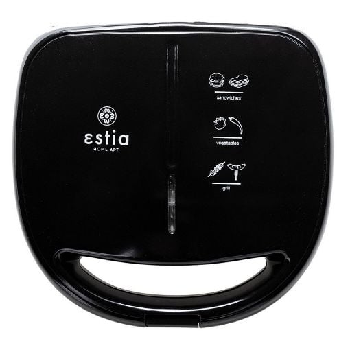 Εικόνα της Τοστιέρα Estia Black & Inox 2 Θέσεων 850w με Αποσπώμενες Αντικολλητικές Πλάκες 06-10041