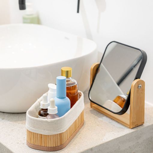 Εικόνα της Καθρέφτης Επιτραπέζιος Estia Bamboo Essentials Περιστρεφόμενος Διπλής Όψεως 02-18634