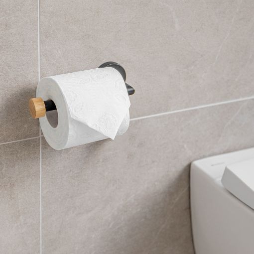 Εικόνα της Χαρτοθήκη Επιτοίχια Estia Bamboo Essentials Μεταλλική/Bamboo Μάυρη 02-14766