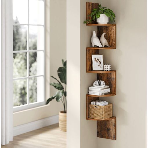 Εικόνα της Vasagle Γωνιακή Βιβλιοθήκη 5 Επιπέδων Rustic Brown LBC72BX
