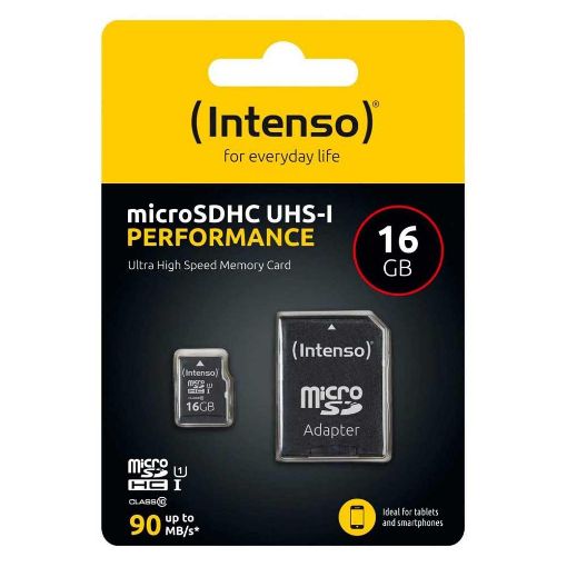 Εικόνα της Κάρτα Μνήμης MicroSDHC Intenso Performance 16GB Class 10 UHS-I U1 + Adapter 3424470