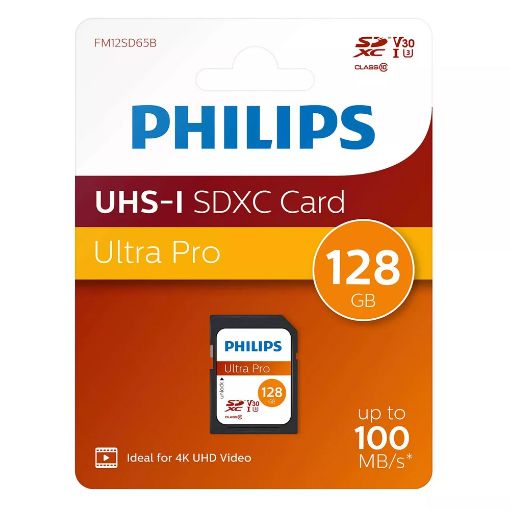 Εικόνα της Κάρτα Μνήμης SDXC Philips Ultra Pro 128GB Class 10 UHS-I U3 V30 FM12SD65B/00