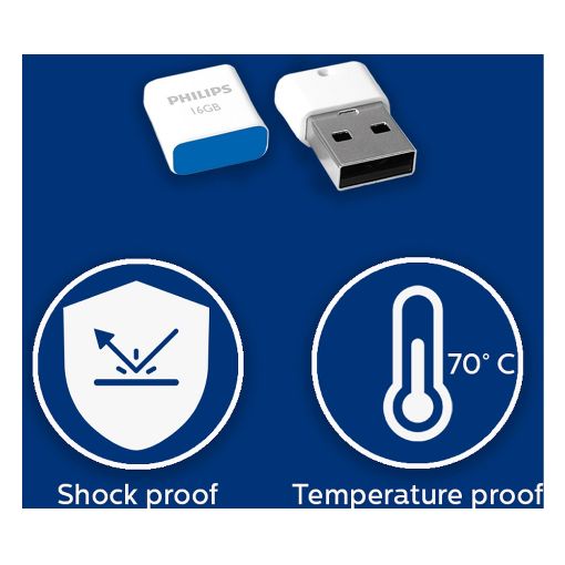Εικόνα της Philips Pico 16GB USB 2.0 White/Blue FM16FD85B/00