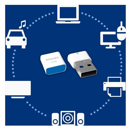 Εικόνα της Philips Pico 16GB USB 2.0 White/Blue FM16FD85B/00