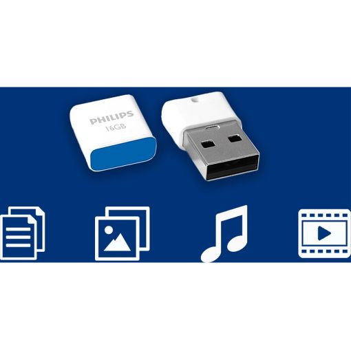 Εικόνα της Philips Pico 16GB USB 2.0 White/Blue FM16FD85B/00