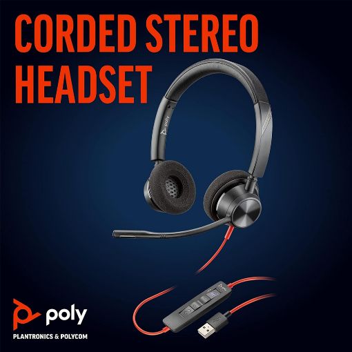 Εικόνα της Headset Poly Blackwire 3320 Stereo Microsoft Teams Certified USB-C with USB-C/A Adapter Black 8X220AA