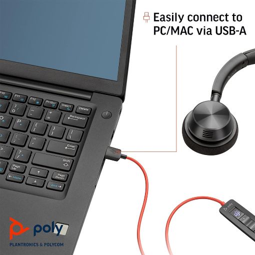 Εικόνα της Headset Poly Blackwire 3320 Stereo Microsoft Teams Certified USB-C with USB-C/A Adapter Black 8X220AA