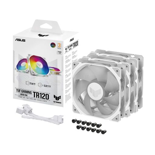 Εικόνα της Case Fan Asus TUF Gaming TR120 ARGB 120mm White Triple Pack 90DA0093-B09020