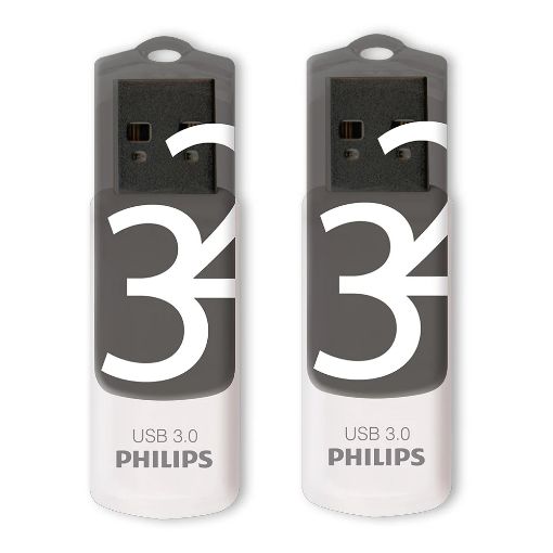 Εικόνα της Philips Vivid 32GB USB 3.0 White/Shadow Grey 2-Pack FM32FD00D/00