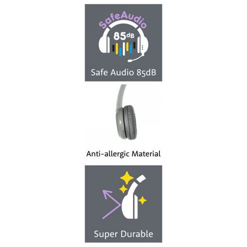 Εικόνα της Headset BuddyPhones Galaxy On Ear Multimedia για Παιδιά με Μικρόφωνο Γκρι BP-GALAXY-GREY