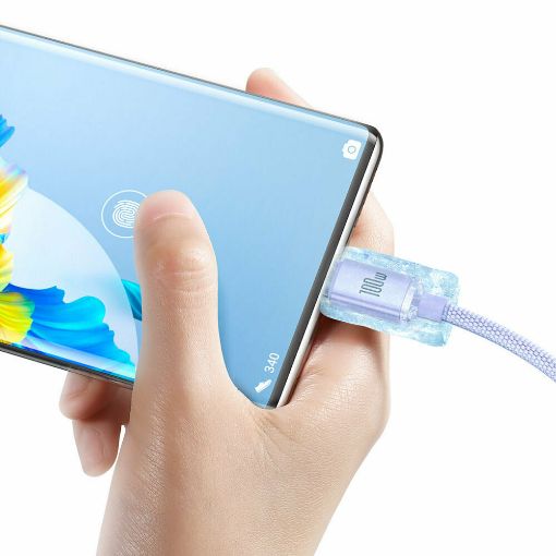 Εικόνα της Καλώδιο Baseus Crystal Shine USB to USB-C 100W 2m Purple CAJY000505
